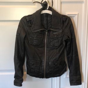 Superdry brown leather jacket size small